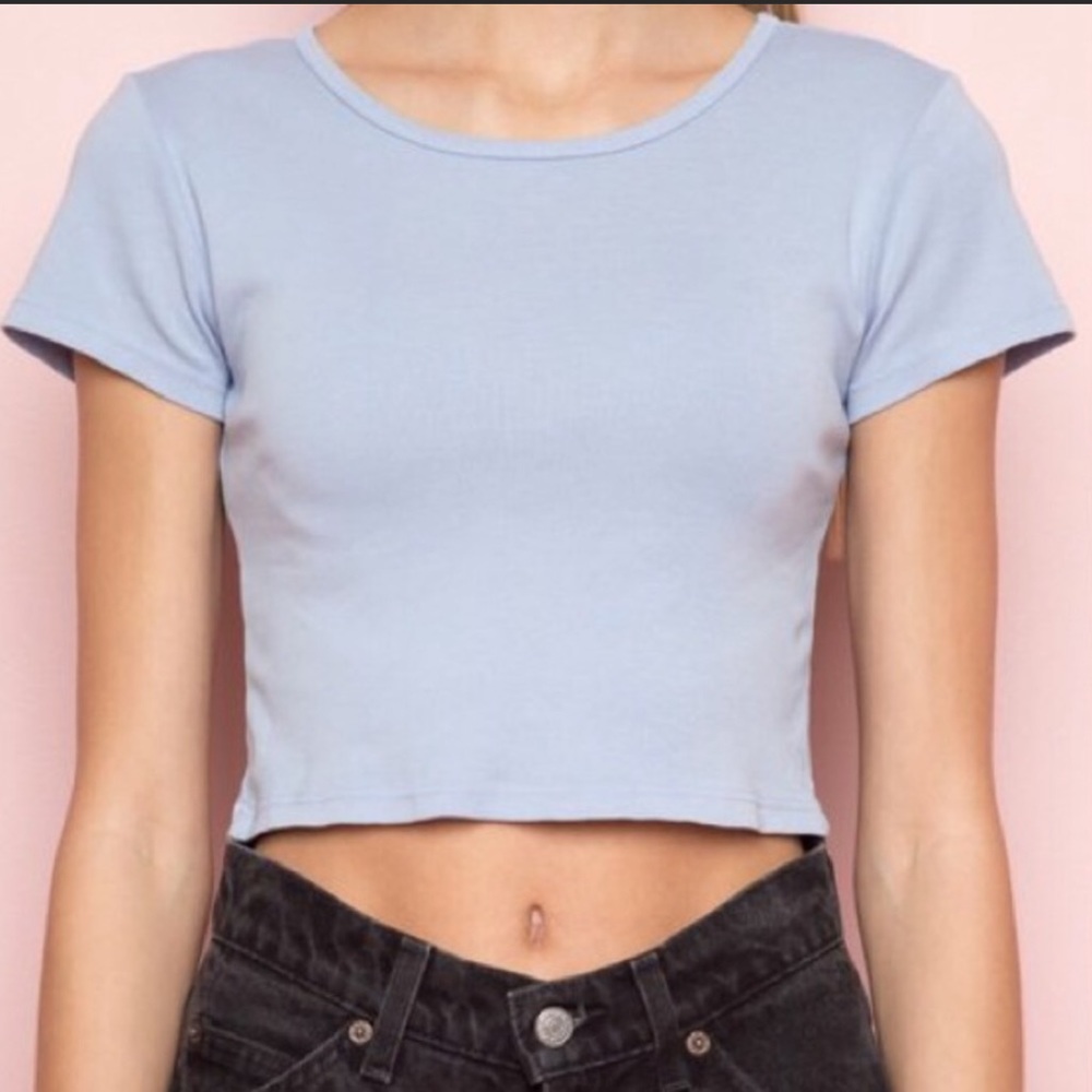 Cropped blue brandy Melville John gault crop top.